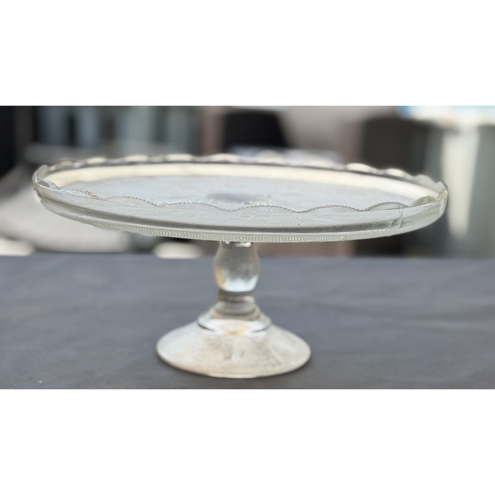 Glass Pedestal 10 Inch Cake Plate Stand Harp Design